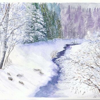 Malerei mit dem Titel "Blanc d'hiver" von Benjamin Petit, Original-Kunstwerk, Aquarell