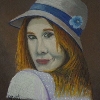Peinture intitulée "Femme au chapeau" par Benjamin Petit, Œuvre d'art originale, Pastel