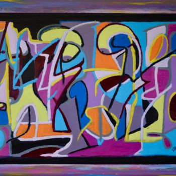 Malerei mit dem Titel "Street Wall" von Benjamin Rezé, Original-Kunstwerk, Acryl