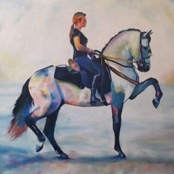 Peinture intitulée "La cavalière" par Benka, Œuvre d'art originale, Huile