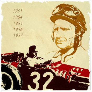 Malarstwo zatytułowany „Juan Manuel Fangio” autorstwa Benno Fognini, Oryginalna praca, Akryl