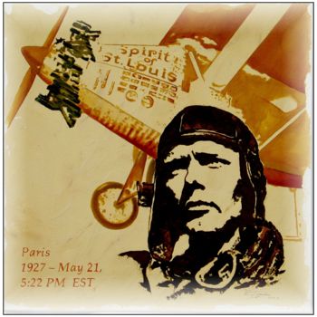 Peinture intitulée "Charles Lindbergh" par Benno Fognini, Œuvre d'art originale, Acrylique