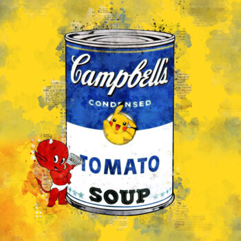 Arts numériques intitulée "Campbell's : Pikach…" par Benny Arte, Œuvre d'art originale, Peinture numérique