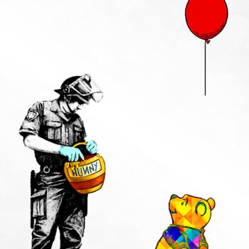 Digital Arts titled "Banksy, quoi de neu…" by Benny Arte, Original Artwork, Digital Painting