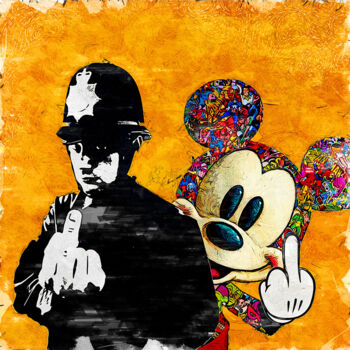 Collages intitulée "Banksy, Hello peopl…" par Benny Arte, Œuvre d'art originale, Collages Monté sur Plexiglas