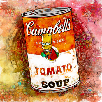 Colagens intitulada "Campbell's : Bart S…" por Benny Arte, Obras de arte originais, Pintura digital Montado em Plexiglass
