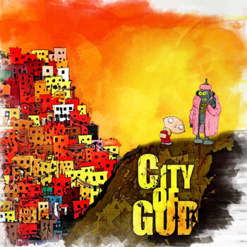 Drawing titled "City of God" by Benny Arte, Original Artwork, Digital Collage