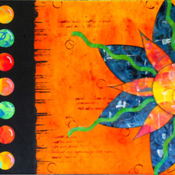 Malarstwo zatytułowany „La Fleur Soleil - J…” autorstwa Julie Benoist, Oryginalna praca, Akryl