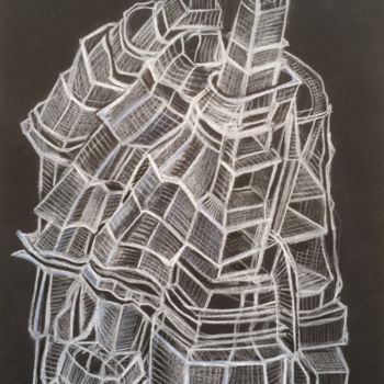 Drawing titled "demeures dans la ma…" by Benoît Girodon, Original Artwork