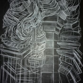 Dessin intitulée "pilier" par Benoît Girodon, Œuvre d'art originale, Crayon