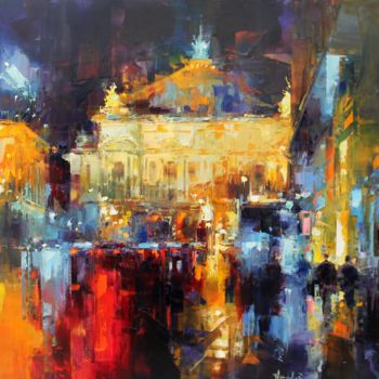 Painting titled "Paris la nuit" by Benoit Havard, Original Artwork