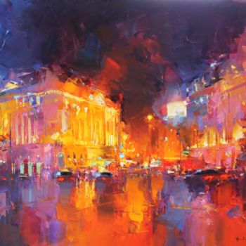 Peinture intitulée "Nuit sur Piccadilly…" par Benoit Havard, Œuvre d'art originale