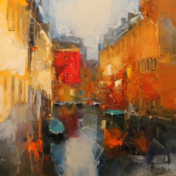 Painting titled "La façade rouge" by Benoit Havard, Original Artwork