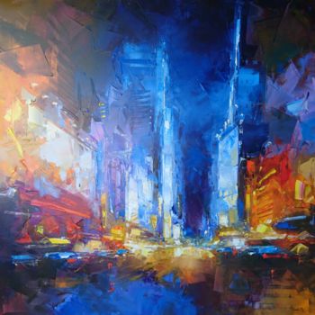 Painting titled "N.Y nuit" by Benoit Havard, Original Artwork