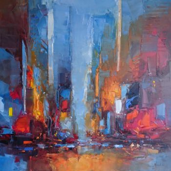 Painting titled "N.Y Times Square" by Benoit Havard, Original Artwork