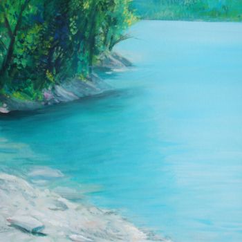 Painting titled "Lac de Chaudanne" by Benoit Lefèvre, Original Artwork, Oil