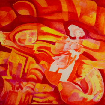Pintura intitulada "un coup de rouges" por Benoit Noel, Obras de arte originais, Óleo Montado em Armação em madeira