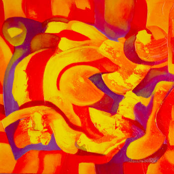 Peinture intitulée "rouges en feu" par Benoit Noel, Œuvre d'art originale, Huile Monté sur Châssis en bois