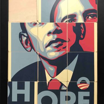 Schilderij getiteld "Taquiner Barack Oba…" door Benoît Dutour, Origineel Kunstwerk, Acryl