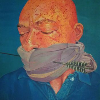 Pittura intitolato "Dying in silence" da Benedict Olorunnisomo, Opera d'arte originale, Acrilico