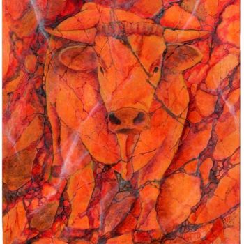 Pintura intitulada "toro di marmo" por Béopé, Obras de arte originais