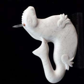 Escultura intitulada "happy dragon" por Berendina De Ruiter, Obras de arte originais, Pedra