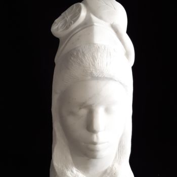 Sculptuur getiteld "young girl with hea…" door Berendina De Ruiter, Origineel Kunstwerk, Steen