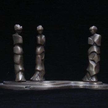 Sculpture titled "three geishas" by Berendina De Ruiter, Original Artwork, Metals