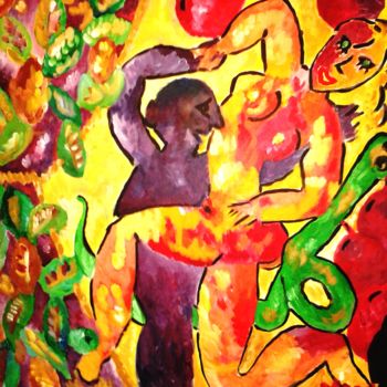 Peinture intitulée "Adam et Eve" par Bérengère Jullian (MAGDA), Œuvre d'art originale, Acrylique