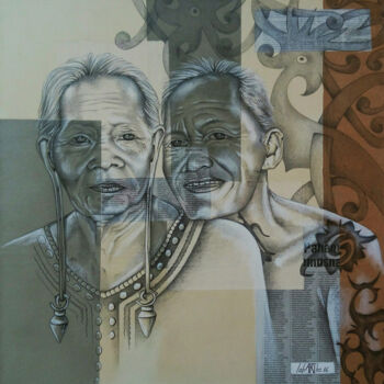 Dessin intitulée "Un amour Orang Ulu" par Bérengère Labarthe (Lab-Art), Œuvre d'art originale, Fusain