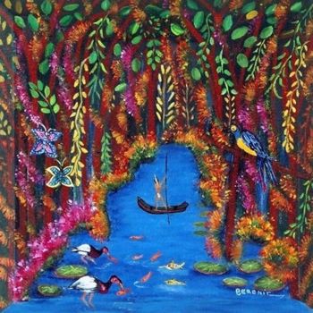 Painting titled "O pescador, acrilic…" by Berenic Bere, Original Artwork, Acrylic