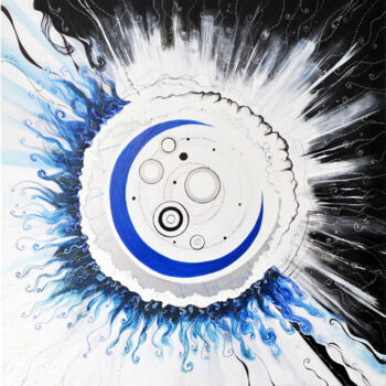 Peinture intitulée "La Lune Bleue" par Bérénice Art, Œuvre d'art originale, Acrylique Monté sur Châssis en bois