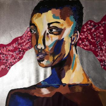 Malerei mit dem Titel "African Woman" von Beren Özyurt, Original-Kunstwerk, Acryl