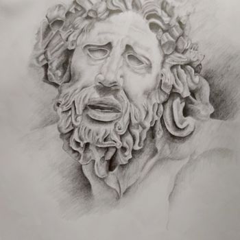 Dessin intitulée "Ancient Fear" par Beren Özyurt, Œuvre d'art originale, Fusain