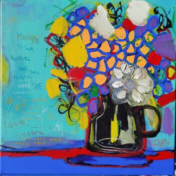 Malarstwo zatytułowany „Flowers on table” autorstwa Berez, Oryginalna praca, Akryl