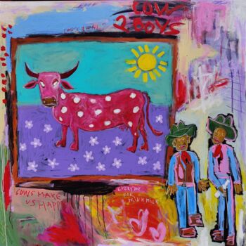 绘画 标题为“Red cow and two cow…” 由Berez, 原创艺术品, 丙烯