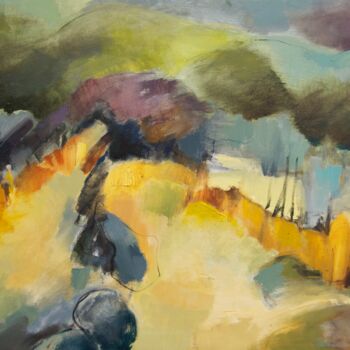 Painting titled "paysage" by Bernadette Beauwin, Original Artwork, Oil Mounted on Wood Stretcher frame