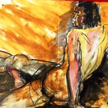 Рисунок под названием "lever au saut du lit" - Bernadette Cazal, Подлинное произведение искусства
