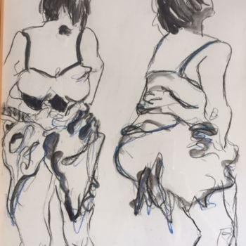 Drawing titled "les pieds dans l'ea…" by Bernadette Cazal, Original Artwork