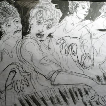 Zeichnungen mit dem Titel "la-pianiste.jpg" von Bernadette Cazal, Original-Kunstwerk