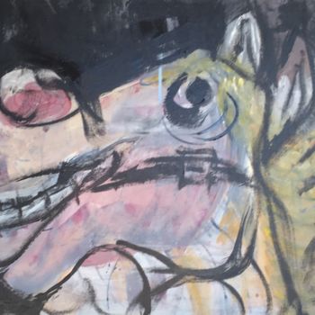 Painting titled "le-cheval-qui-rit.j…" by Bernadette Cazal, Original Artwork, Acrylic