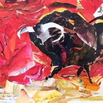 Painting titled "Bravo Toro 3" by Bernadette Cazal, Original Artwork, Watercolor