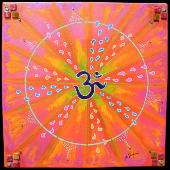 Painting titled "Om Mandala" by Bernadette Dupuis, Original Artwork, Acrylic
