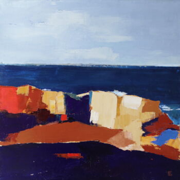 Pittura intitolato "avant la plage" da Bernadette Goerger, Opera d'arte originale, Olio Montato su Telaio per barella in leg…