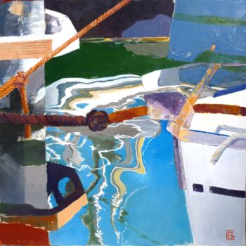 Malarstwo zatytułowany „au ponton” autorstwa Bernadette Goerger, Oryginalna praca, Olej Zamontowany na Drewniana rama noszy