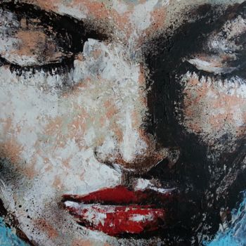 Painting titled "Face" by Bernadette Leclercq, Original Artwork, Acrylic