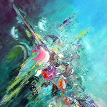 Malerei mit dem Titel "abstraction" von Bernadette Manios, Original-Kunstwerk, Öl