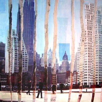 Collages getiteld "100x100-ny-the-pier…" door Bernadette Reginster, Origineel Kunstwerk