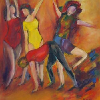 Schilderij getiteld "Danseurs" door Bernadette Wijas, Origineel Kunstwerk, Olie