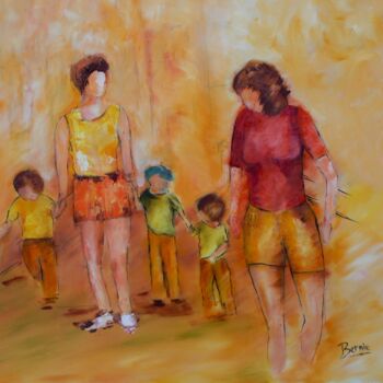 Peinture intitulée "Promenade" par Bernadette Wijas, Œuvre d'art originale, Huile